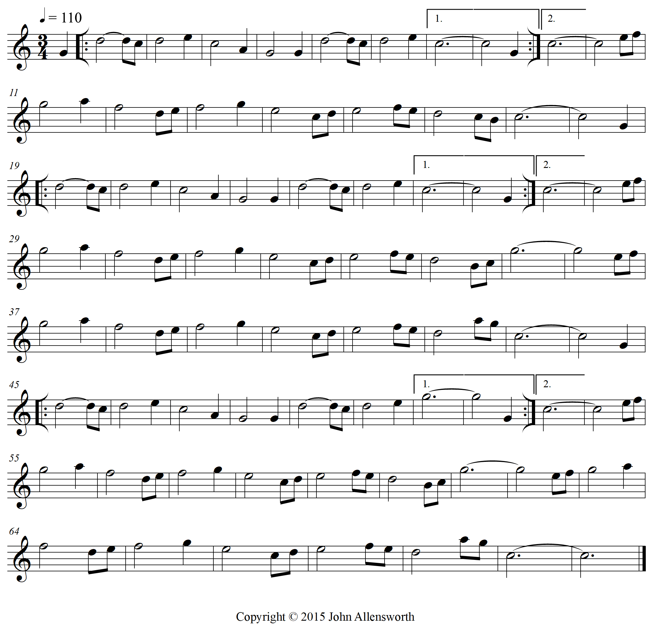 Laura's Lullaby, composed by John Allensworth, copyright 2015